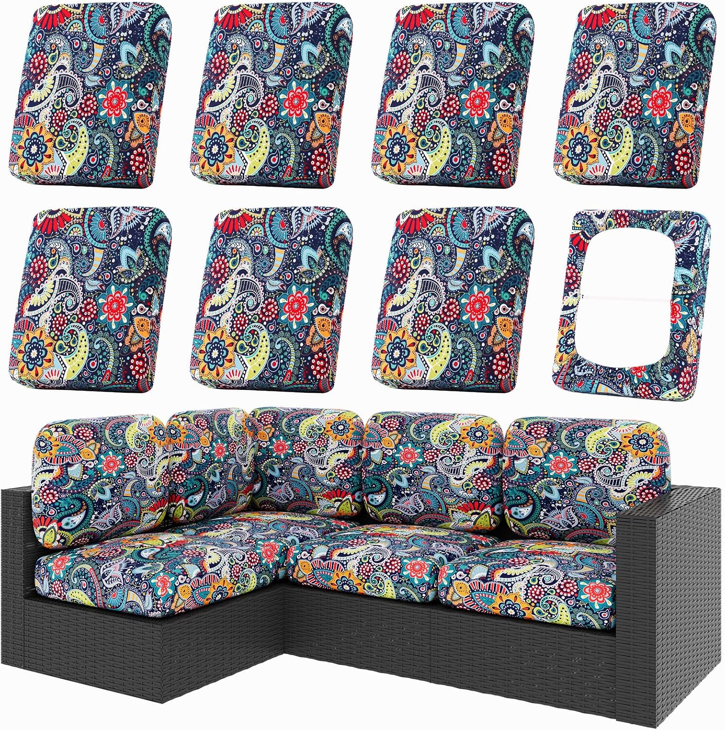 Paisley Stretch Patio Cushion Covers