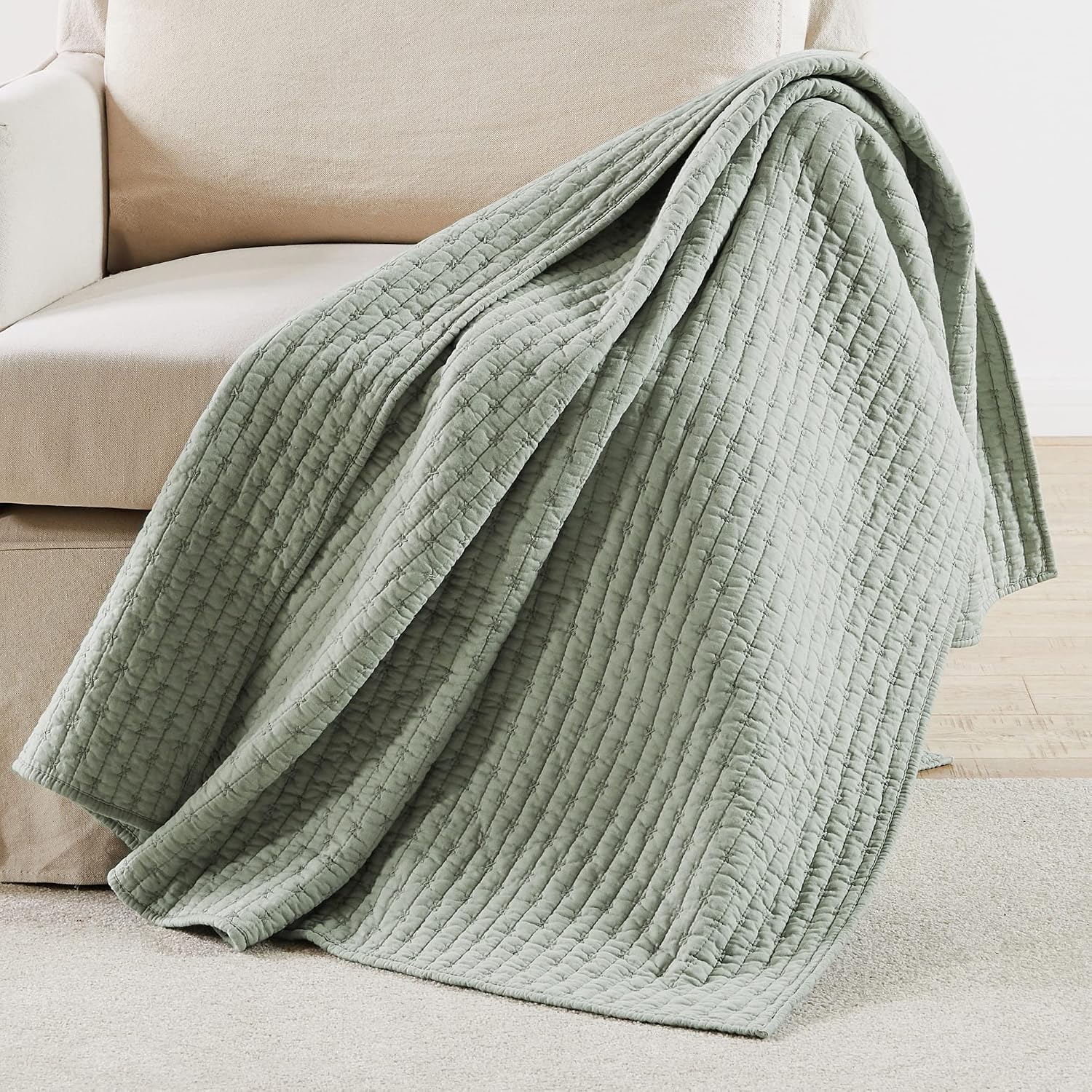 Desert Sage Cross Stitch Reversible Cotton Throw 50x60in