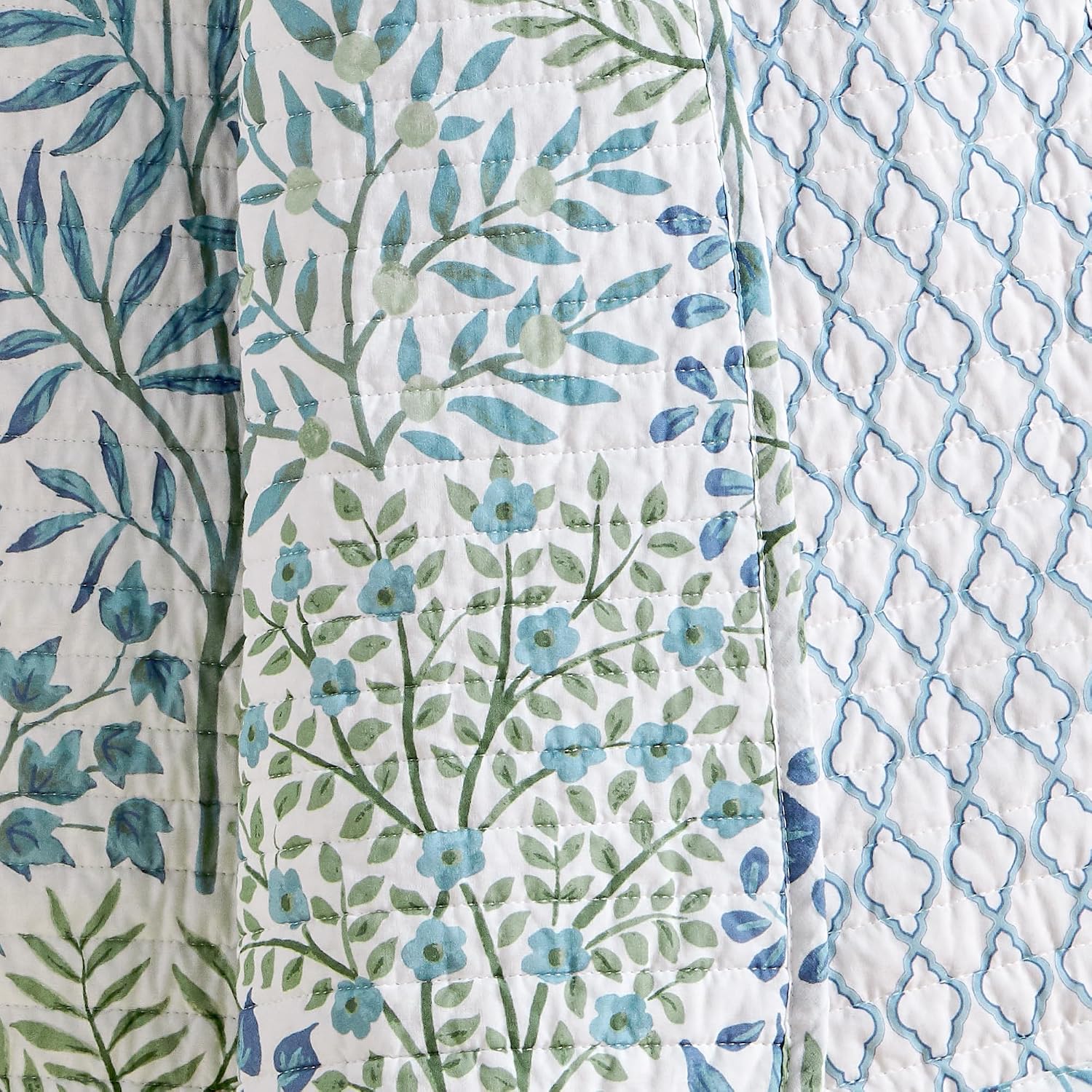 Forest Green Leaves Cotton Quilted Throw 50x60in