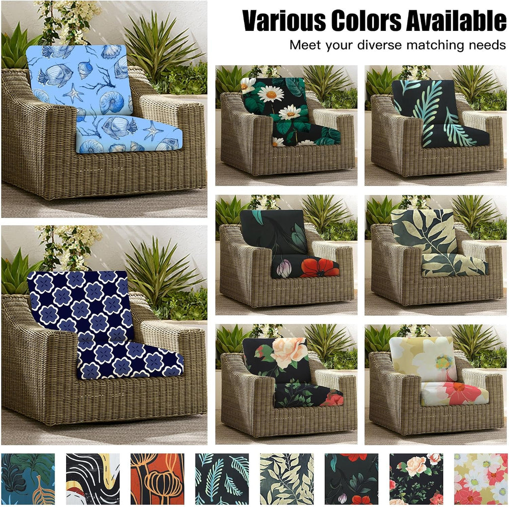 Navy Blue Geometric Patio Cushion Covers