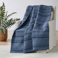 Navy Blue Global Stripe Reversible Cotton Quilted Throw 50x60in