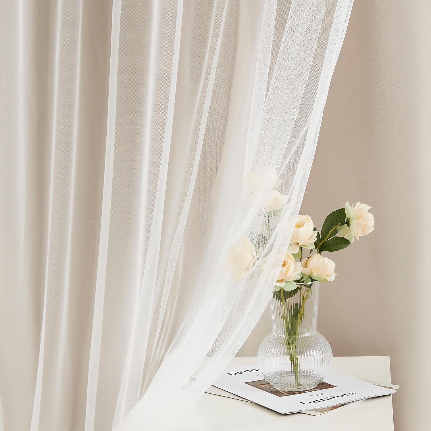 Beige Double Layer 80% Blackout Curtains 54Wx84L