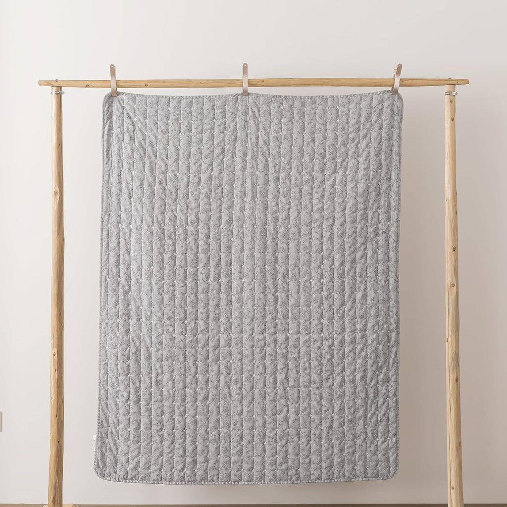 Grey Modern Floral Quilted Throw Blanket 50"x60"