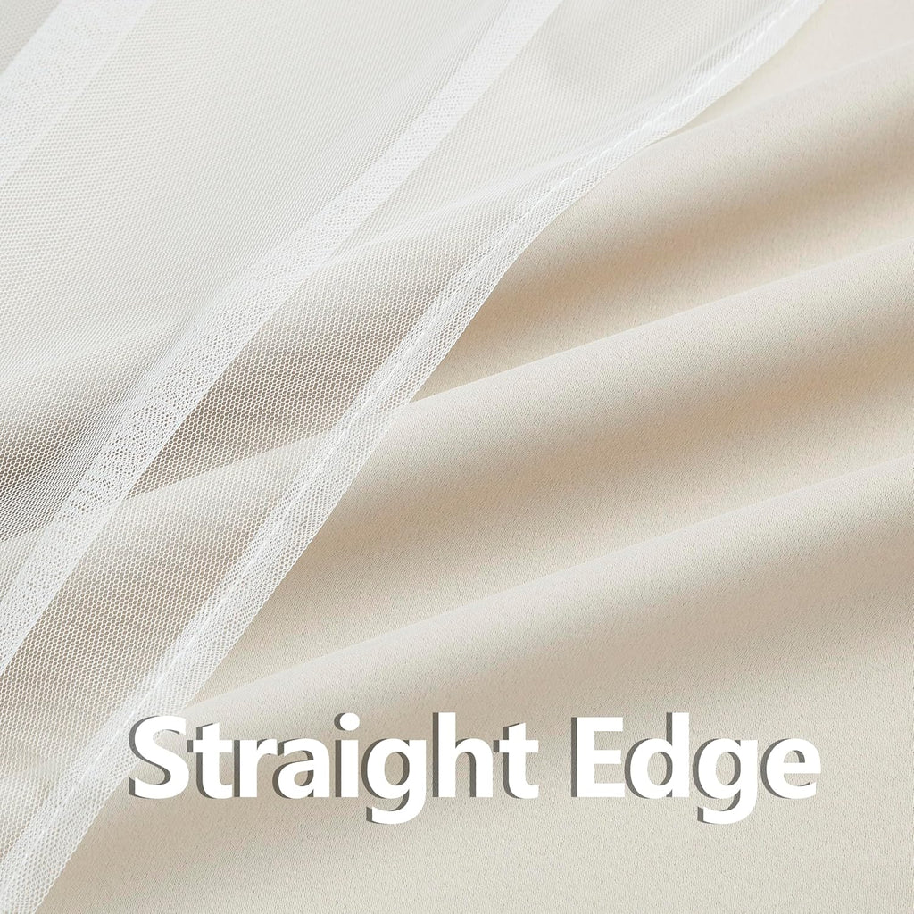 Beige Double Layer 80% Blackout Curtains 54Wx84L