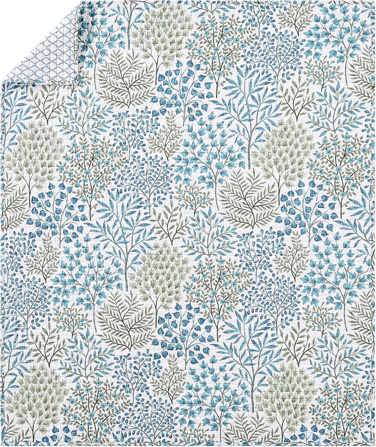Forest Green Leaves Cotton Quilted Throw 50x60in