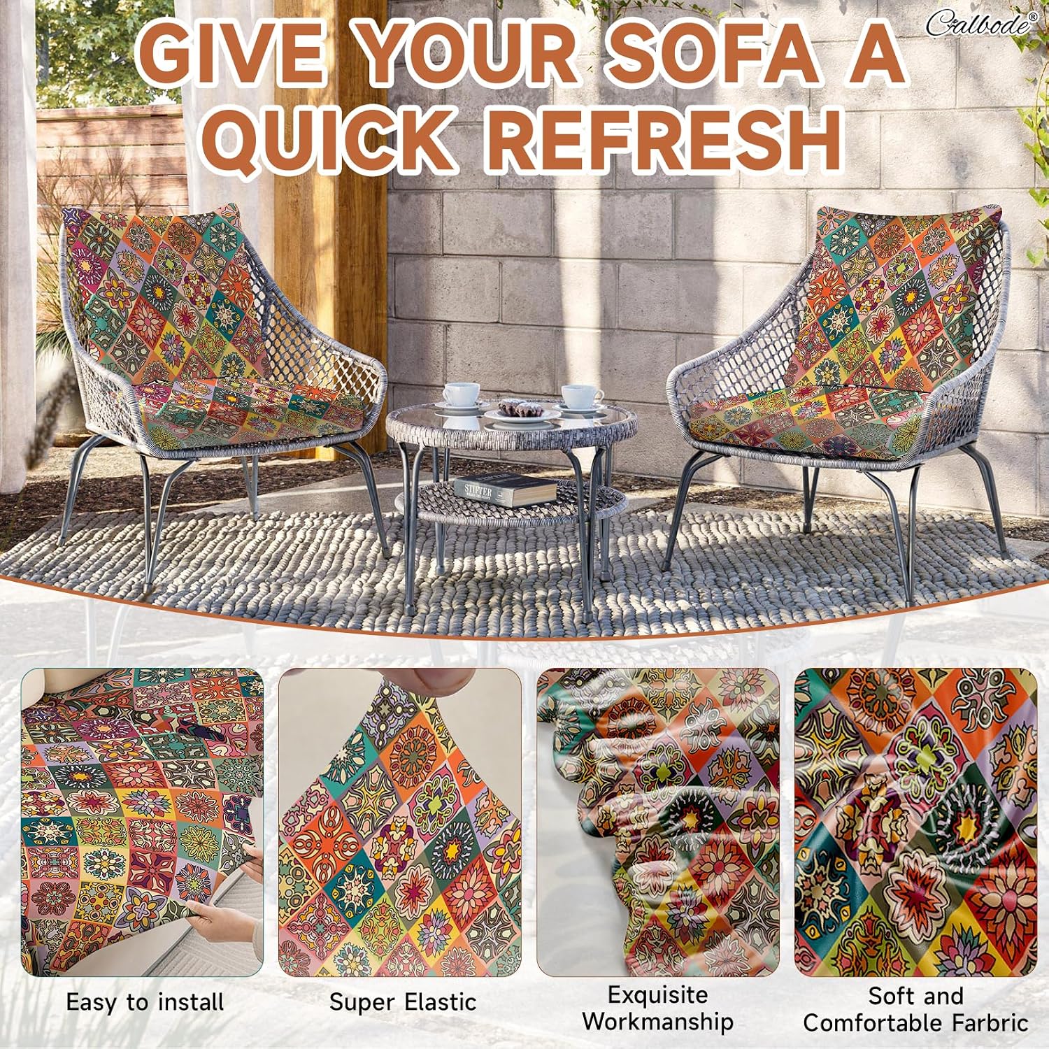 Boho Colorful Geometric Patio Cushion Covers 8Pcs