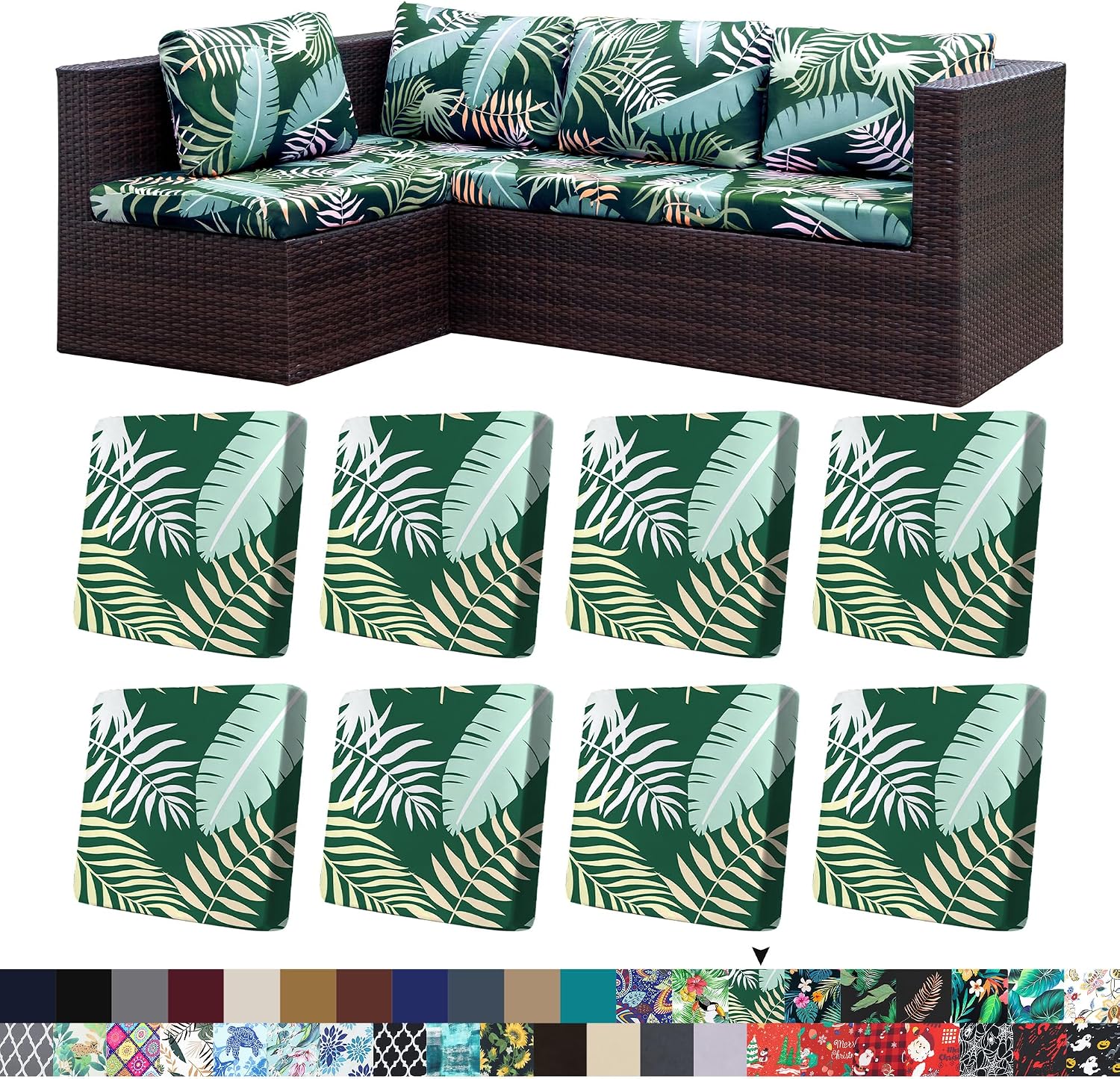 Green Forest Stretch Patio Cushion Covers