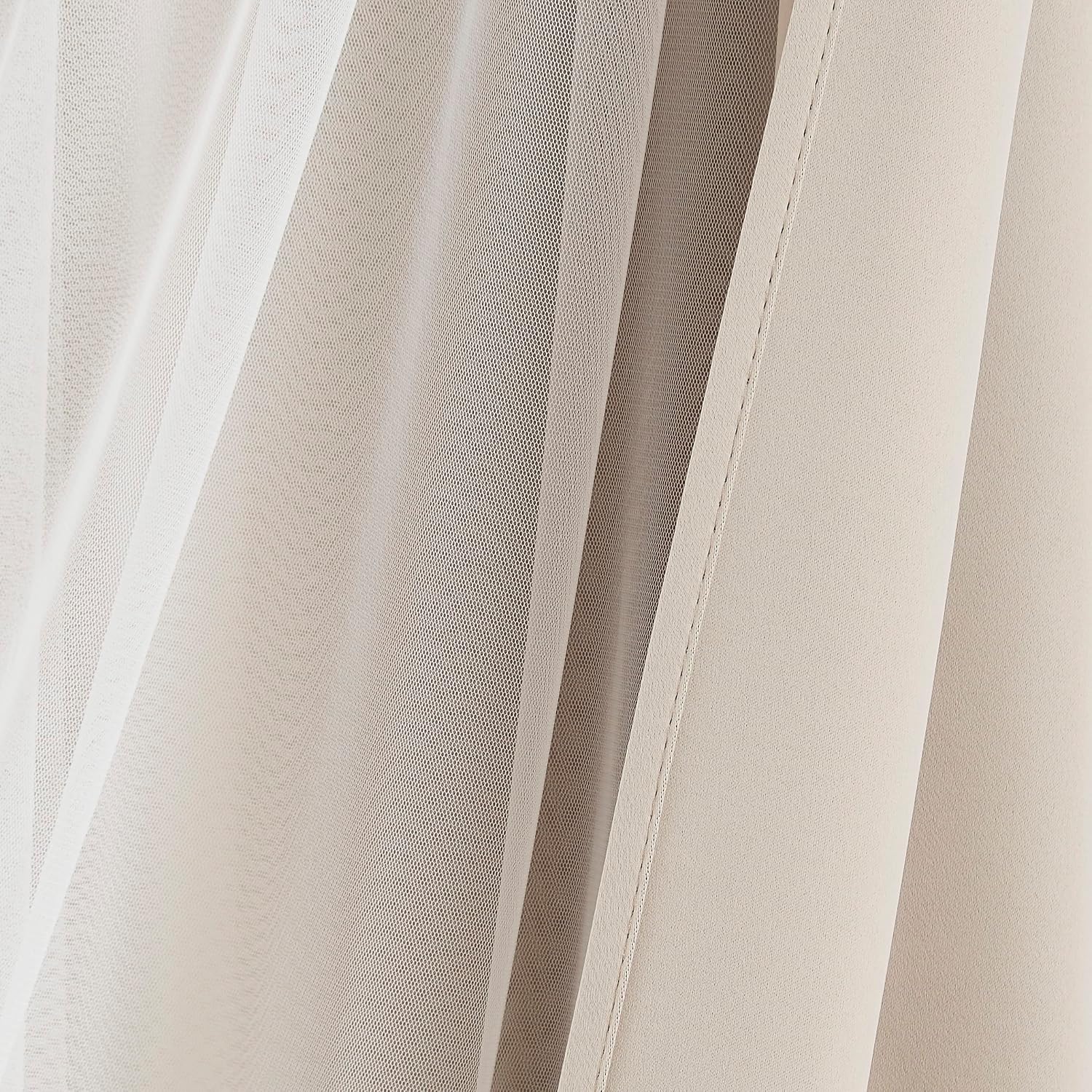 Beige Double Layer 80% Blackout Curtains 54Wx84L